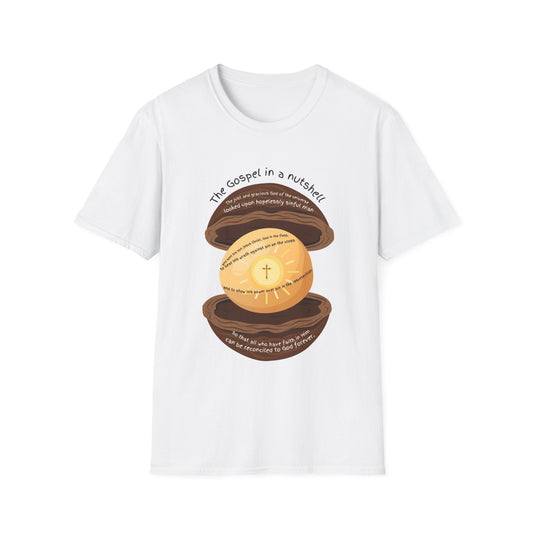 “The Gospel in a nutshell” Unisex Softstyle T-Shirt - The Gospel in a Nutshell, Christian Apparel, Faith-Based Gift, Casual Wear, Spirituality Fashion
