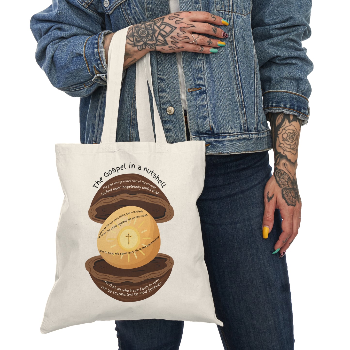 Natural Tote Bag, Inspirational Bag, Eco-Friendly Tote, Gospel Message Bag, Church Gift, Everyday Carry